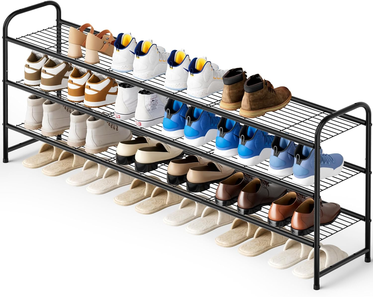 3-Tier Long Shoe Rack for Closet Metal Shoe Organizer for Entryway