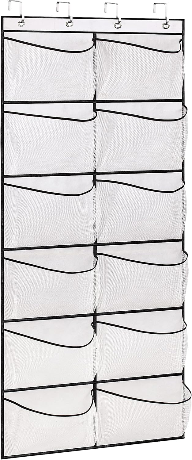 Over The Door Shoe Organizer 12 Large Mesh Pockets Boots Hanging Storage Shoe Rack 