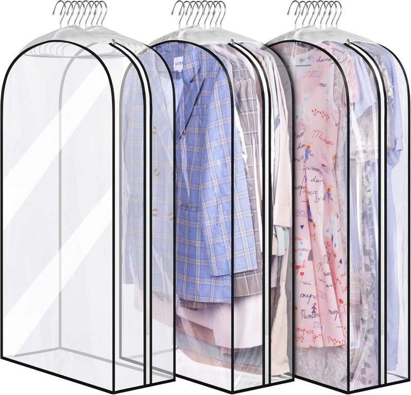 All Clear Garment Bags for Hanging Clothes 3 Packs 40