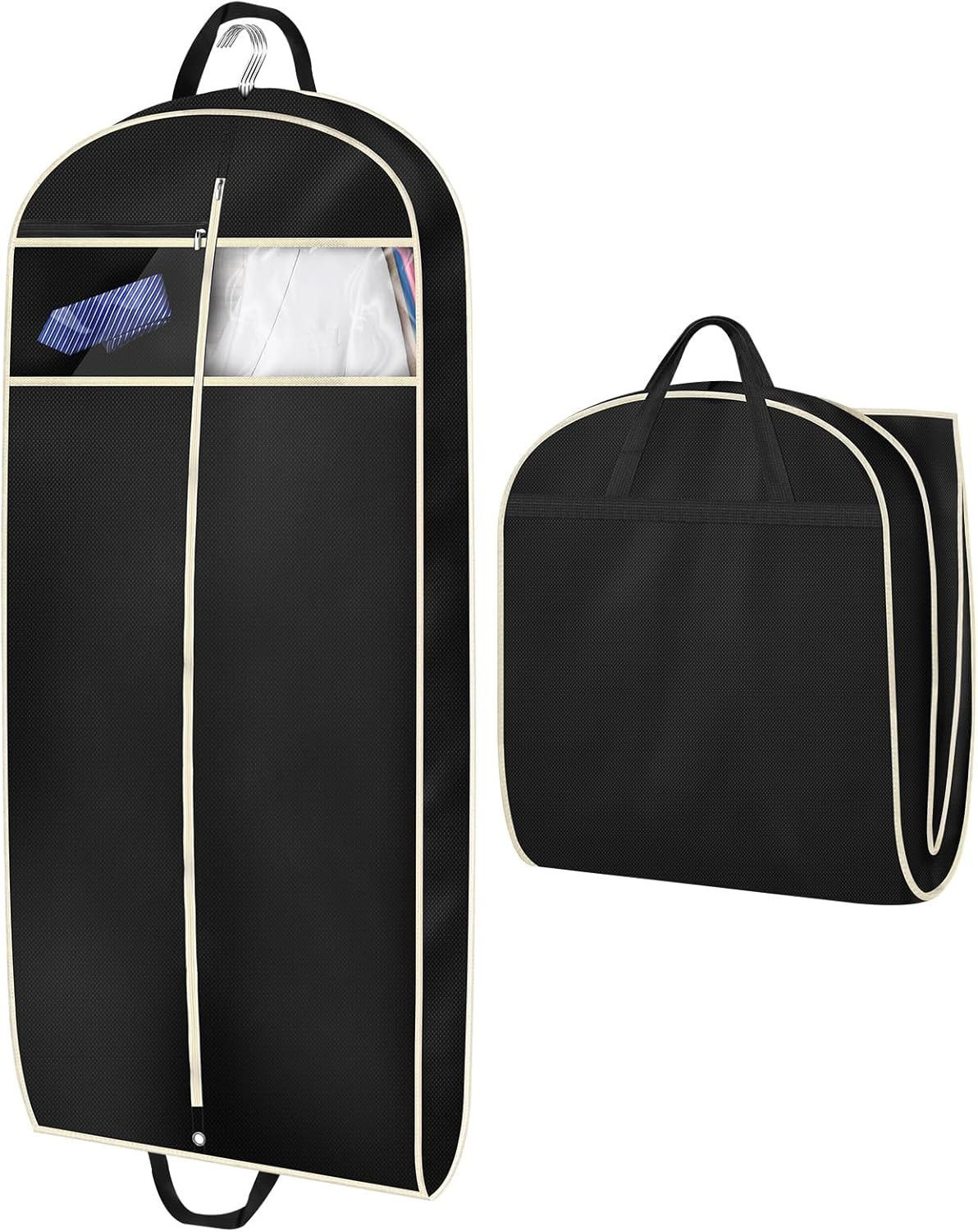 Gusseted Travel Garment Bag with Accessories Zipper Pocket 