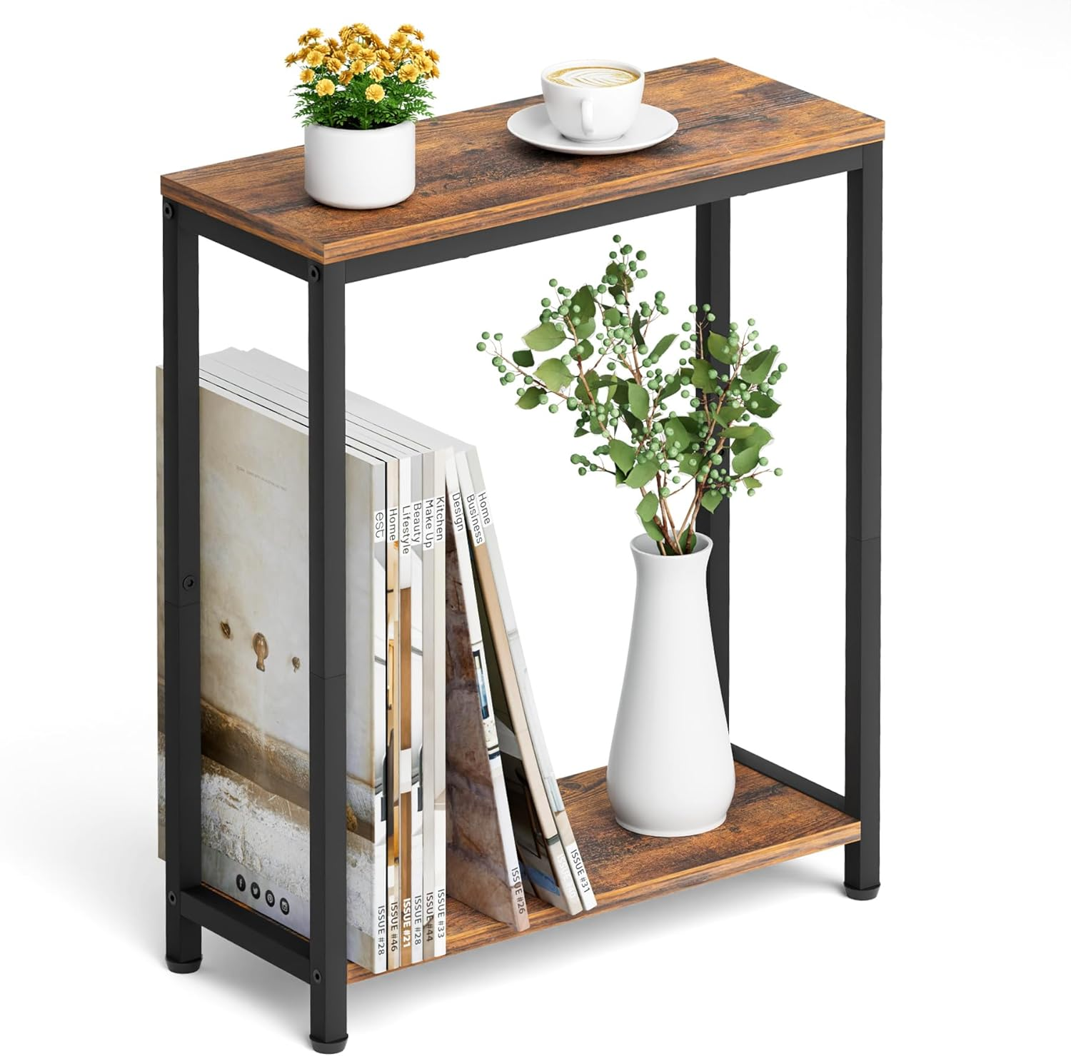 2 Tier Sofa Skinny End Table for Living Room