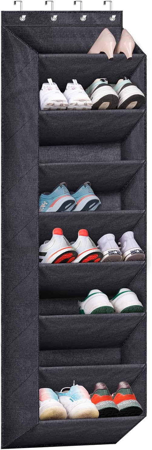 Over The Door Shoe Organizer for Closet with Large Deep Pockets